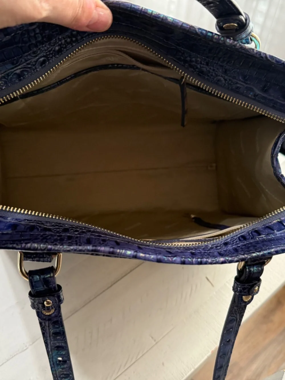 Brahmin Melbourne Croc Embossed Leather- BLUESTONE OMBRE MELBOURNE